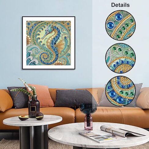 WSLWXSHM 5D Special Shape Diamond Art Kits for Beginners, Diamond Painting Kits for Adults Seahorse, Crystal Rhinestones Diamond Painting for Home Wall Decoration Gift 12×12inch/30×30cm, Animal in Kuwait