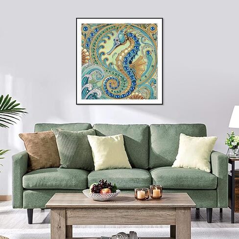 WSLWXSHM 5D Special Shape Diamond Art Kits for Beginners, Diamond Painting Kits for Adults Seahorse, Crystal Rhinestones Diamond Painting for Home Wall Decoration Gift 12×12inch/30×30cm, Animal in Kuwait
