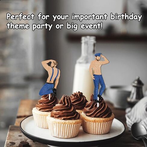 18pcs Glitter Dessert Cupcake Topper Gym Fitness Weight Lifting Sports Muscle Men Theme Decor Supplies Men Boys Happy Birthday Anniversary Party Decorations in Kuwait
