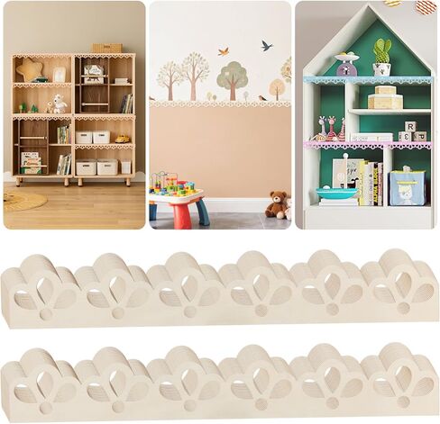 30 Pack Scalloped Wood Trim, Decorative Scallop Edge Molding Trim, Floral Cutout Pattern Design, DIY Wooden Molding for Dollhouse,Nursery, Hone Wall and Frame Decor,15.75x2.17 inch in Saudi Arabia