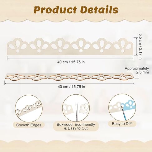 30 Pack Scalloped Wood Trim, Decorative Scallop Edge Molding Trim, Floral Cutout Pattern Design, DIY Wooden Molding for Dollhouse,Nursery, Hone Wall and Frame Decor,15.75x2.17 inch in Saudi Arabia
