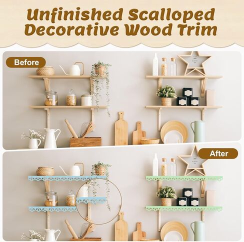 30 Pack Scalloped Wood Trim, Decorative Scallop Edge Molding Trim, Floral Cutout Pattern Design, DIY Wooden Molding for Dollhouse,Nursery, Hone Wall and Frame Decor,15.75x2.17 inch in Saudi Arabia