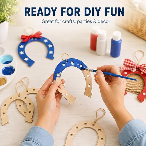 IMIKEYA 24Pcs Unfinished Wood Horseshoe Cutouts Crafts Blank Wooden Horse Shoe Ornament for Decoration Wedding Party Birthday DIY Supplies in Kuwait