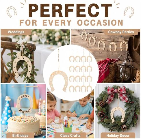 IMIKEYA 24Pcs Unfinished Wood Horseshoe Cutouts Crafts Blank Wooden Horse Shoe Ornament for Decoration Wedding Party Birthday DIY Supplies in Kuwait