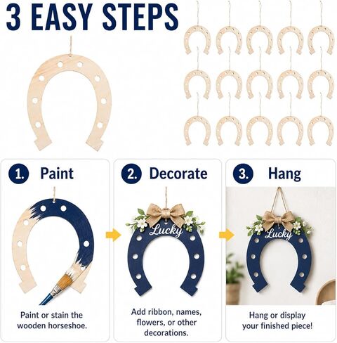 IMIKEYA 24Pcs Unfinished Wood Horseshoe Cutouts Crafts Blank Wooden Horse Shoe Ornament for Decoration Wedding Party Birthday DIY Supplies in Kuwait