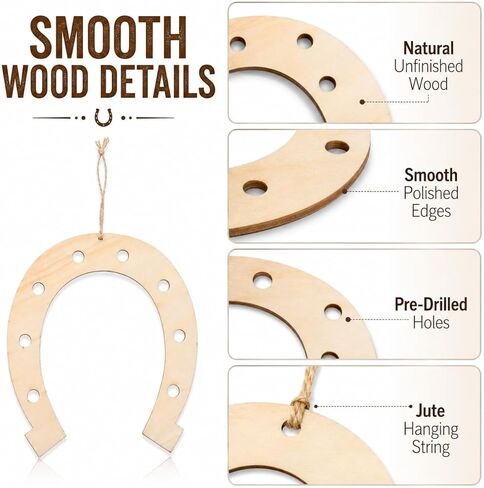 IMIKEYA 24Pcs Unfinished Wood Horseshoe Cutouts Crafts Blank Wooden Horse Shoe Ornament for Decoration Wedding Party Birthday DIY Supplies in Kuwait