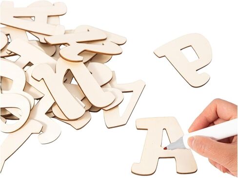 196 Pcs Wooden Letters 3 in Crafts Unfinished Wooden Letters Small Wood Letters DIY Painting Art Home Decor Spelling Learning (3IN) in Kuwait