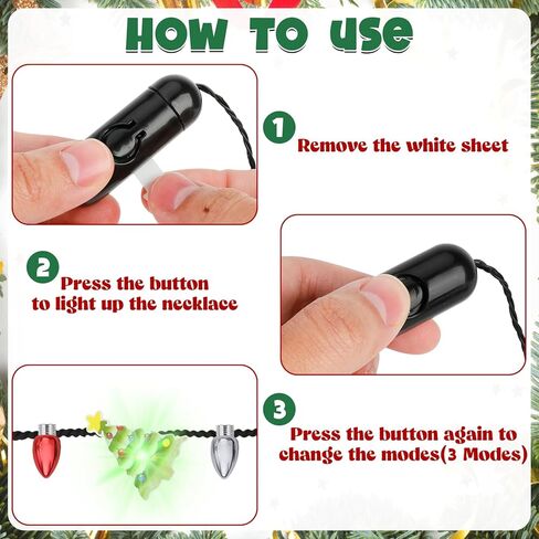 Traplace Christmas Party Favors, Christmas Light Necklace, Xmas Accessories Colorful Bulbs, 3 Modes Light Up Necklace Santa Claus Xmas Trees Snowmen Adults Supplies Decor in Saudi Arabia