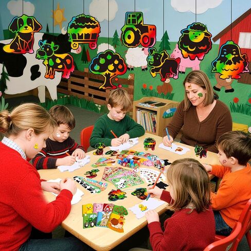 BenLouis 192 Pcs Farm Animal Party Favors Barnyard Animal School Stationery Bulk for Kids Classroom Barn Birthday Gift Candy Goodie Bag Fillers Farmhouse Decor Pinata Prize Activity Supplies in Kuwait