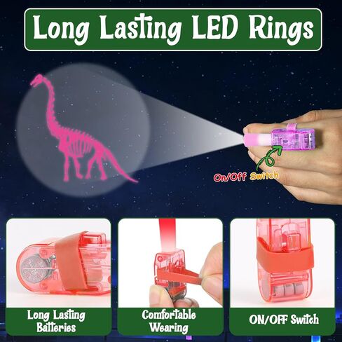 36Pcs Dinosaur LED Finger Lights Dinosaur Party Favors Glow in The Dark Light Up Finger Lights Dino Skeleton Themed Toys Bulk for Kids Birthday Party Goodie Bag Stuffer Birthday Gift Classroom Prize in Saudi Arabia