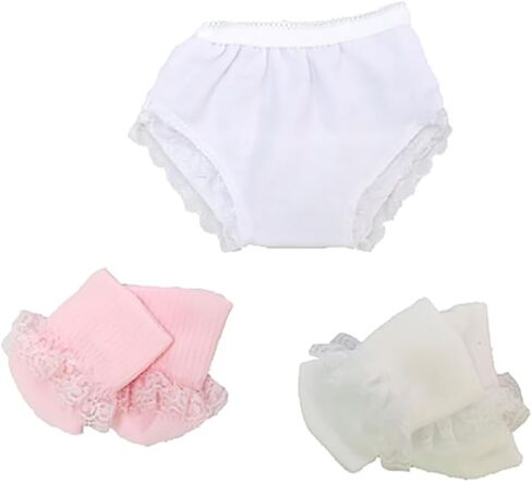 American Fashion World Underwear and Lace Socks Set for 18 Inch Dolls – White Lace Underwear, Pink & White Lace Socks in Kuwait