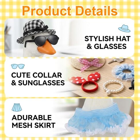 7 Inch Desk Goose Outfits, 25 PCS Desk Goose Accessories for Seasonal Decoration Rotation, Includes Hats Hairband Glasses Dresses Necklaces Scarves Swim Ring, Holiday Party Atmosphere Creation in Saudi Arabia
