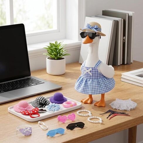 7 Inch Desk Goose Outfits, 25 PCS Desk Goose Accessories for Seasonal Decoration Rotation, Includes Hats Hairband Glasses Dresses Necklaces Scarves Swim Ring, Holiday Party Atmosphere Creation in Saudi Arabia