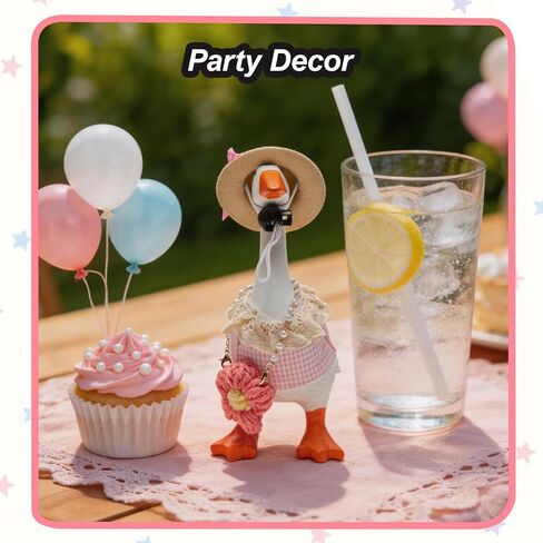 4 Set 7 Inch Desk Goose Outfits, Mini Dresses with Hat, Floral Skirt, Ornament, Dress-Up Clothes for Desktop Goose, Spring & Summer Desk Decor Accessories in Kuwait