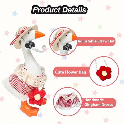 4 Set 7 Inch Desk Goose Outfits, Mini Dresses with Hat, Floral Skirt, Ornament, Dress-Up Clothes for Desktop Goose, Spring & Summer Desk Decor Accessories in Kuwait