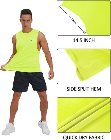Men's Tank Tops Quick Dry Cut Off Sleeveless Shirt Gym Workout Stringer Muscle Tshirts in Saudi Arabia
