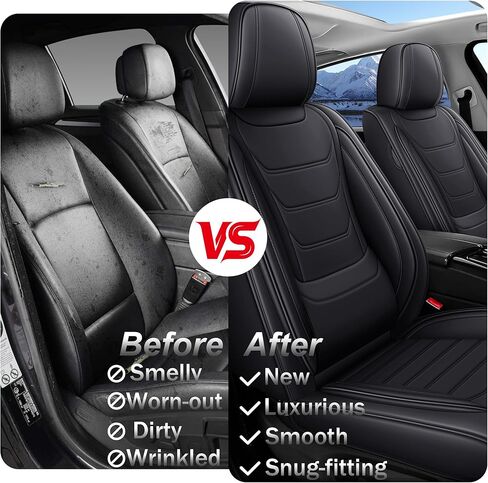 Leather Seat Covers Fit for KIA K5 2021-2026 Breathable Waterproof Stylish Car Seat Cover Automotive Interior Accessories(Full Set Black) in Saudi Arabia