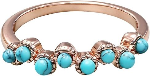 Vintage Petite Dainty Ring 14K Rose Gold Plated Turquoise Stackable Ring for Women Everyday Comfort Ring Bohemia Promise Band Ring 7# in Saudi Arabia