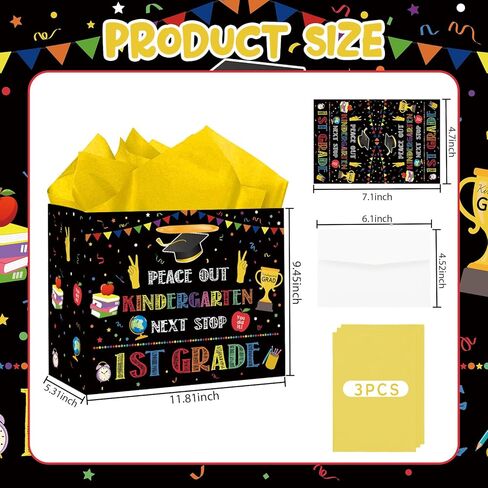 RTMISA Kindergarten Graduation Gift Bag with Tissue Paper and Card with Envolope Kinder Grad Gifts Wrapping Paper Bag for Boys Girls Colorful Kindergarten Graduation Party Favor Supplies in Saudi Arabia
