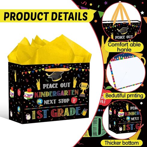RTMISA Kindergarten Graduation Gift Bag with Tissue Paper and Card with Envolope Kinder Grad Gifts Wrapping Paper Bag for Boys Girls Colorful Kindergarten Graduation Party Favor Supplies in Saudi Arabia