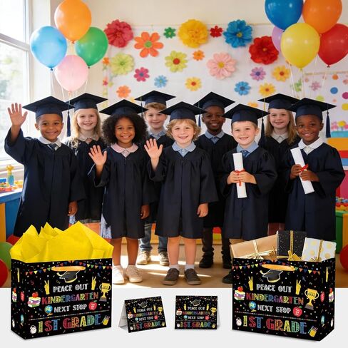 RTMISA Kindergarten Graduation Gift Bag with Tissue Paper and Card with Envolope Kinder Grad Gifts Wrapping Paper Bag for Boys Girls Colorful Kindergarten Graduation Party Favor Supplies in Saudi Arabia