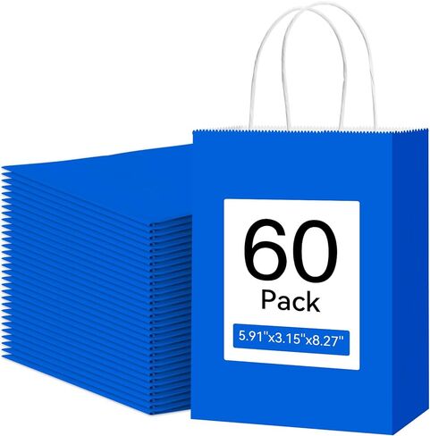 Qioxiou 60 Pack Red Gift Bags with Handles Small Size Bulk 5.91x3.15x8.27 Kraft Paper Gift Bags, Small Red Paper Sacks for Shopping, Business, Retail Merchandise Grocery, Wedding Birthday Party Favor in Kuwait