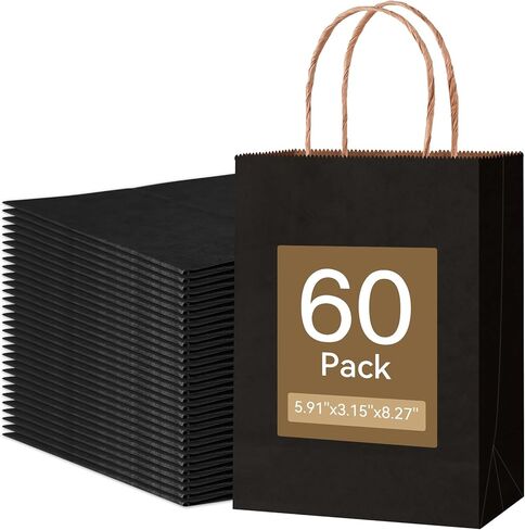 Qioxiou 60 Pack Red Gift Bags with Handles Small Size Bulk 5.91x3.15x8.27 Kraft Paper Gift Bags, Small Red Paper Sacks for Shopping, Business, Retail Merchandise Grocery, Wedding Birthday Party Favor in Kuwait