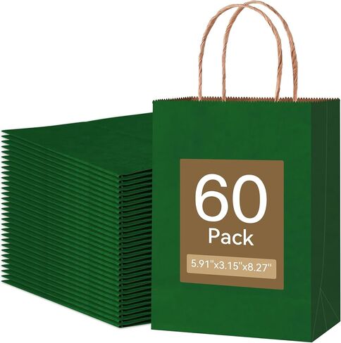 Qioxiou 60 Pack Red Gift Bags with Handles Small Size Bulk 5.91x3.15x8.27 Kraft Paper Gift Bags, Small Red Paper Sacks for Shopping, Business, Retail Merchandise Grocery, Wedding Birthday Party Favor in Kuwait