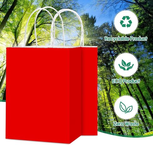 Qioxiou 60 Pack Red Gift Bags with Handles Small Size Bulk 5.91x3.15x8.27 Kraft Paper Gift Bags, Small Red Paper Sacks for Shopping, Business, Retail Merchandise Grocery, Wedding Birthday Party Favor in Kuwait