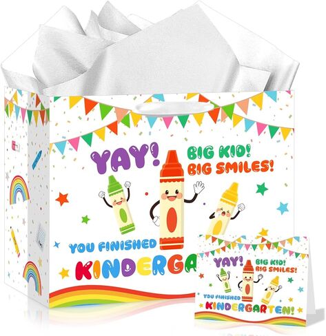 Class of 2026 Kindergarten Graduation Gift Bags for Kid Kindergarten Grad Wrapping Bag with Tissue Paper Card Large Individual Present Bag for Kindergartens Preschool Elementary Moving Up Ceremony in Kuwait
