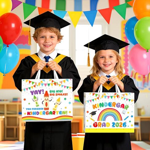 Class of 2026 Kindergarten Graduation Gift Bags for Kid Kindergarten Grad Wrapping Bag with Tissue Paper Card Large Individual Present Bag for Kindergartens Preschool Elementary Moving Up Ceremony in Kuwait