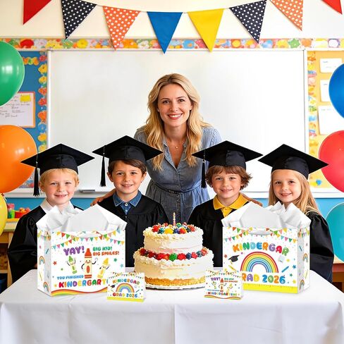 Class of 2026 Kindergarten Graduation Gift Bags for Kid Kindergarten Grad Wrapping Bag with Tissue Paper Card Large Individual Present Bag for Kindergartens Preschool Elementary Moving Up Ceremony in Kuwait