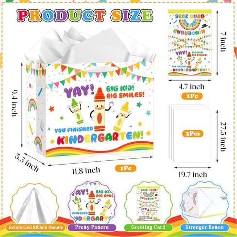 Class of 2026 Kindergarten Graduation Gift Bags for Kid Kindergarten Grad Wrapping Bag with Tissue Paper Card Large Individual Present Bag for Kindergartens Preschool Elementary Moving Up Ceremony in Kuwait