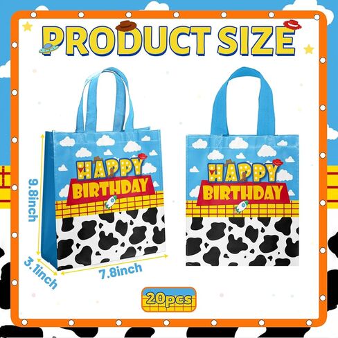 20 PCS Non-Woven Bags Mini Cartoon Story Tote Bags Reusable Goodie Treat Candy Bags Toy Inspired Party Bag for Baby Shower Birthday Party Supplies in Saudi Arabia