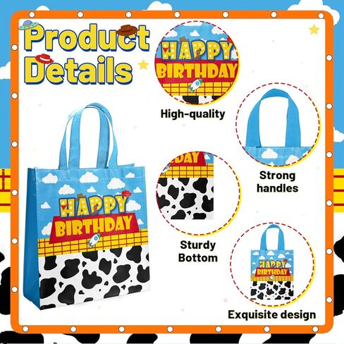 20 PCS Non-Woven Bags Mini Cartoon Story Tote Bags Reusable Goodie Treat Candy Bags Toy Inspired Party Bag for Baby Shower Birthday Party Supplies in Saudi Arabia