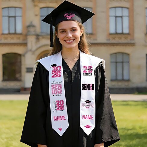 Dazoratix Graduation Sash Class of 2026-18 Sheets Stole Sashes Decorations DIY Customize Iron on Letters Number Senior Grad Patches Heat Transfer Vinyl Stickers Custom Decals for Clothing Cap (Pink) in Kuwait