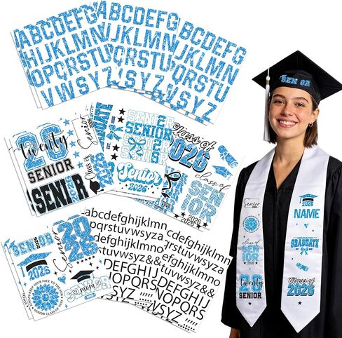 Dazoratix Graduation Sash Class of 2026-18 Sheets Stole Sashes Decorations DIY Customize Iron on Letters Number Senior Grad Patches Heat Transfer Vinyl Stickers Custom Decals for Clothing Cap (Pink) in Kuwait