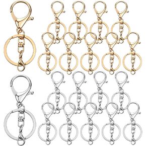 20 Pcs Lobster Claw Clasps and Key Rings, Silver and Gold Key Chain Rings with Swivel Trigger Clip Metal Keychain Making Kit for DIY Craft Jewelry Making in Kuwait