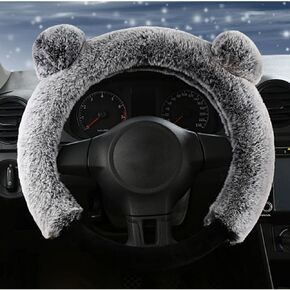 Car Steering Wheel Cover Cute Fluffy Steering Wheel Protector Universal Fit 15 Inch for Winter, Warm Non-Slip Interior Car Accessories(Rose Red) in Saudi Arabia