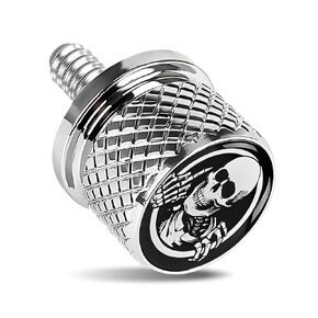 Motorcycle Knurled Fender Rear Seat Bolt Screw, Skull Pattern Seat Bolt Screw 1/4"-20 Thread, Compatible with 1997-2025 David-Son Touring XG XL Dyna Softail Sportster CVO (Black) in Kuwait