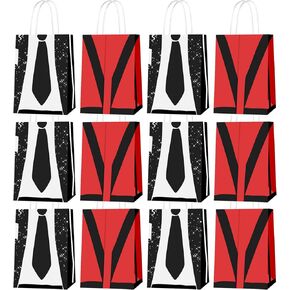 Pop Star Themed Paper Gift Bags, Red and Black, Birthday Party Favor Bags, 12 Pack in Kuwait