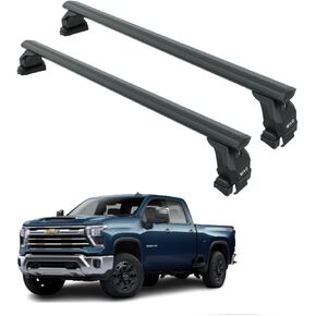 Fits Chevy/Chevrolet Silverado 2500/3500 Roof Rack Cross Bars (2014–Present) – Aluminum T-Slot Bars, Clamp-On, Lockable, Heavy-Duty, No-Drill for Bare Roof (Black) in Saudi Arabia