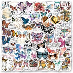 124PCS Butterfly Christian Stickers - Inspirational Bible Verse Vinyl Decals for Water Bottles, Laptops, Journals | Religious Gift for Adults, Teens, Faith-Based Motivational Words in Saudi Arabia