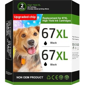 67XL Black Ink Cartridge Replacement for HP Ink 67 for HP 67XL Black Ink Cartridge Works for Deskjet 2855e 4255e 2827e 4227e 2755e 2700 2700e 2800e 2852e 4155e 4100e Envy 6055e 6452e 6455e (2 Pack) in Saudi Arabia