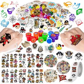 Simple polymer 750+ Pcs Pirate Party Favors Set Includes Coins Stickers Treasures Gems Stamps Pirate Themed Birthday Supplies Treasure Hunt Decor Goodie Bag Stuffer in Saudi Arabia
