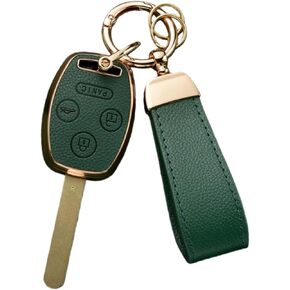 Key Fob Cover for Honda, Upper Leather + Soft TPU Key Cover Case Shell for Accord 2003-2012 Civic EX 2006-2013 Pilot 2009-2015 CR-V 2005-2006,3 Buttons Smart Key in Saudi Arabia