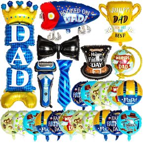 26 Pcs Fathers Day Balloons, Happy Father's Day Foil Mylar Balloon for Dad Party Birthday Decorations in Saudi Arabia