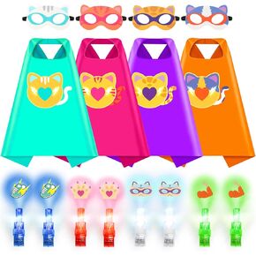 Oisacirg 4 Pack Kitties Capes for Kids, Kitties Costume with Superhero Capes Masks Dress Up Set for Cosplay Party Birthday Halloween Gifts Toys for Boys Girls Kids Toddler 3 4 5 6 7+ in Saudi Arabia