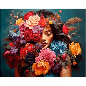 Number Artist Flower Collection Paint by Numbers Kit for Adults Beginner – DIY Acrylic Painting by Number on Canvas, Easy Number Painting Kits for Home Wall Decor 16x20in, with Frame in Saudi Arabia