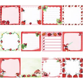 12 Pads Ladybug Sticky Notes Set, Watercolor Ladybug Themed Self-Sticky Notepads with 12 Designs, 3 x 3 Inch Small Memo Pads for Office School Home Writing Reminders, to Do Lists, Class Notes in Saudi Arabia